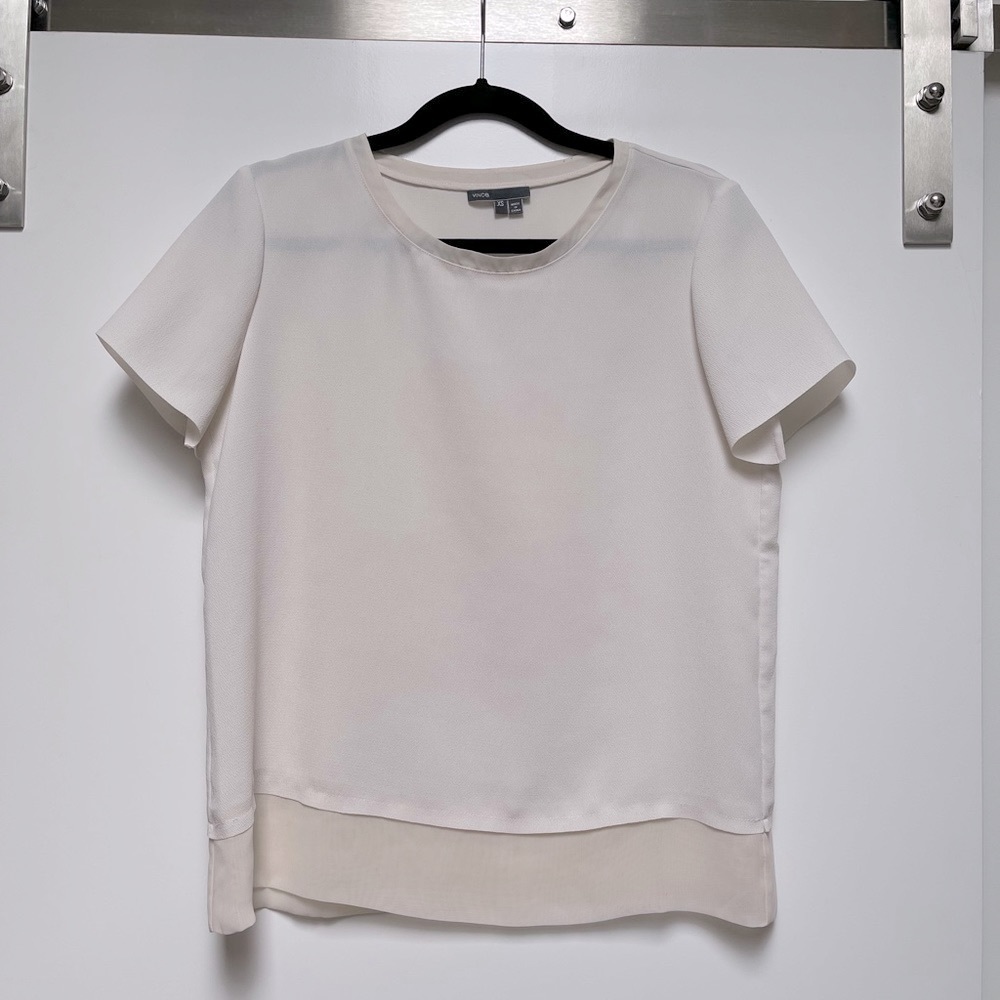 Vince ivory short sleeve blouse